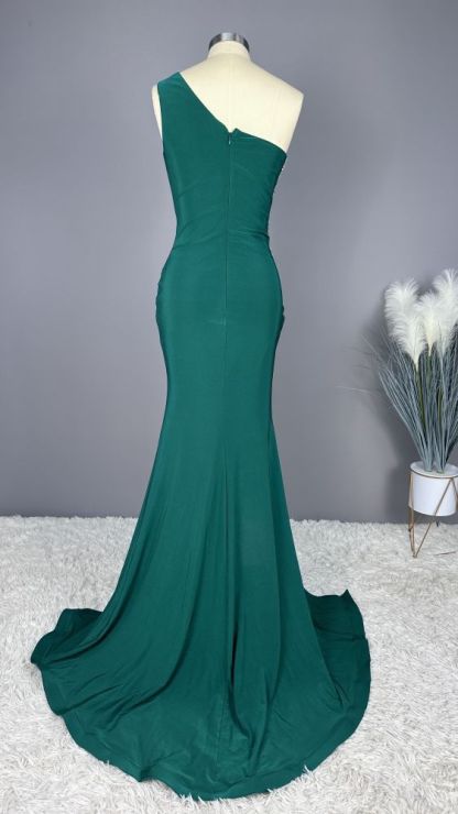 Sleeveless Blue Satin High Split Floor length Prom Dresses
