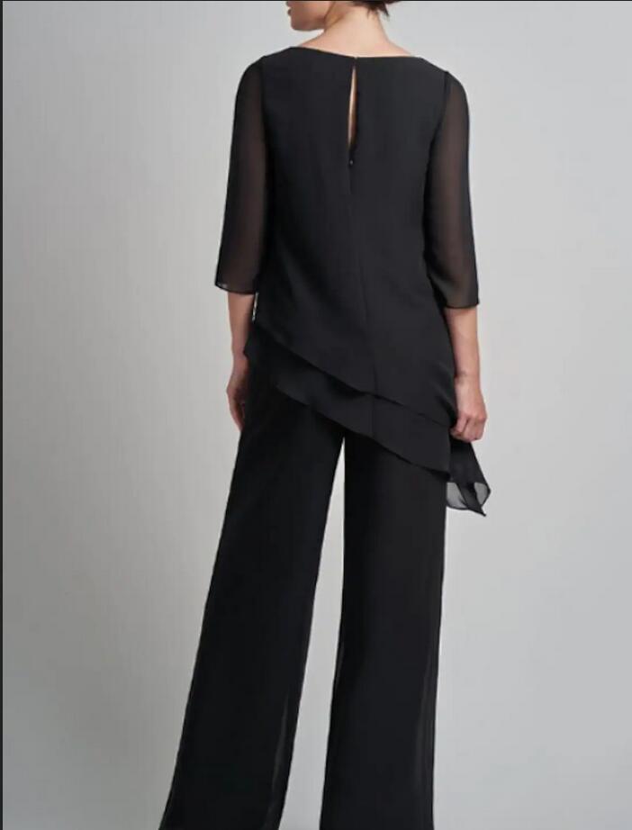 Black Mother of Bride Pants Suits Daily Wear