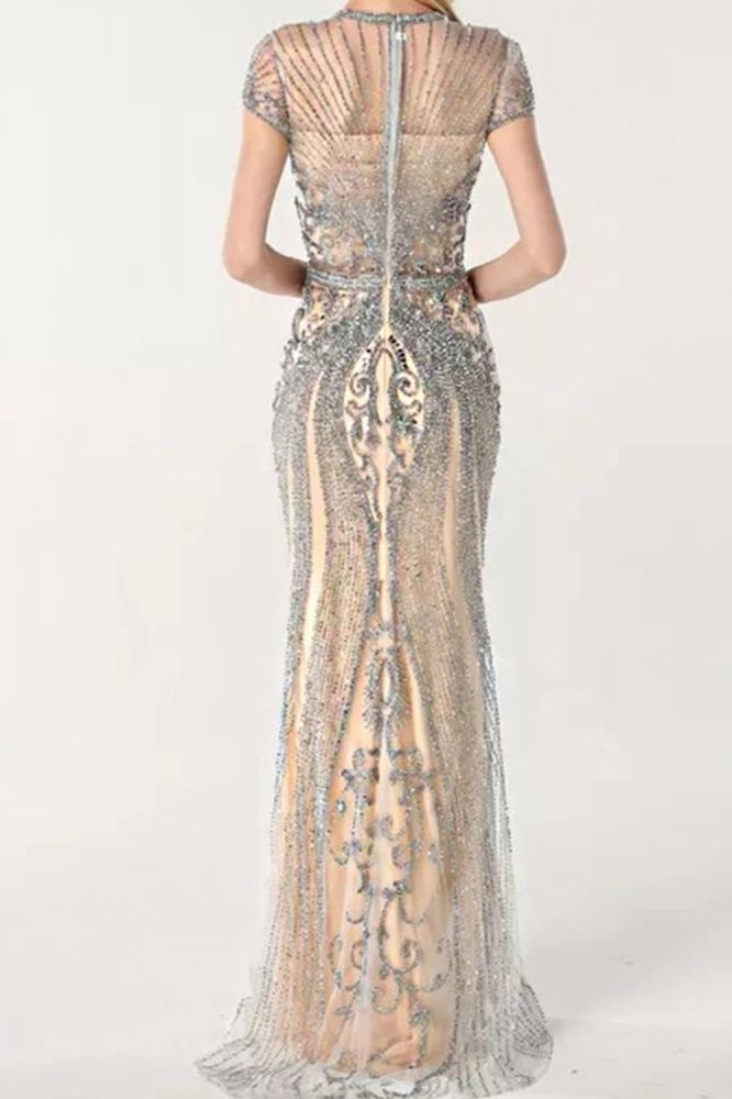 Luxury Mermaid Halter Rhinestones Prom Dress with Tassel | Sparkle Formal Evening Dresses