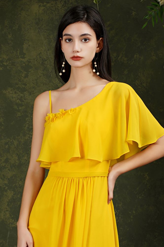 Stylish Split Front One-shoulder Tulle Aline Prom dress