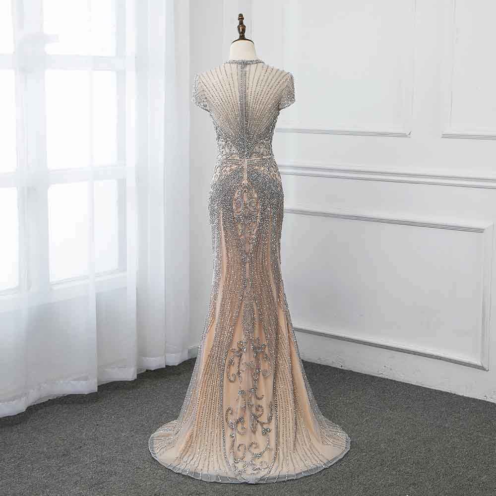 Luxury Mermaid Halter Rhinestones Prom Dress with Tassel | Sparkle Formal Evening Dresses
