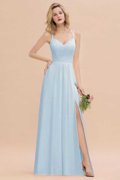 Sweetheart Aline Lace Party Dress Sleeveless Bridesmaid Dress with Side Slit