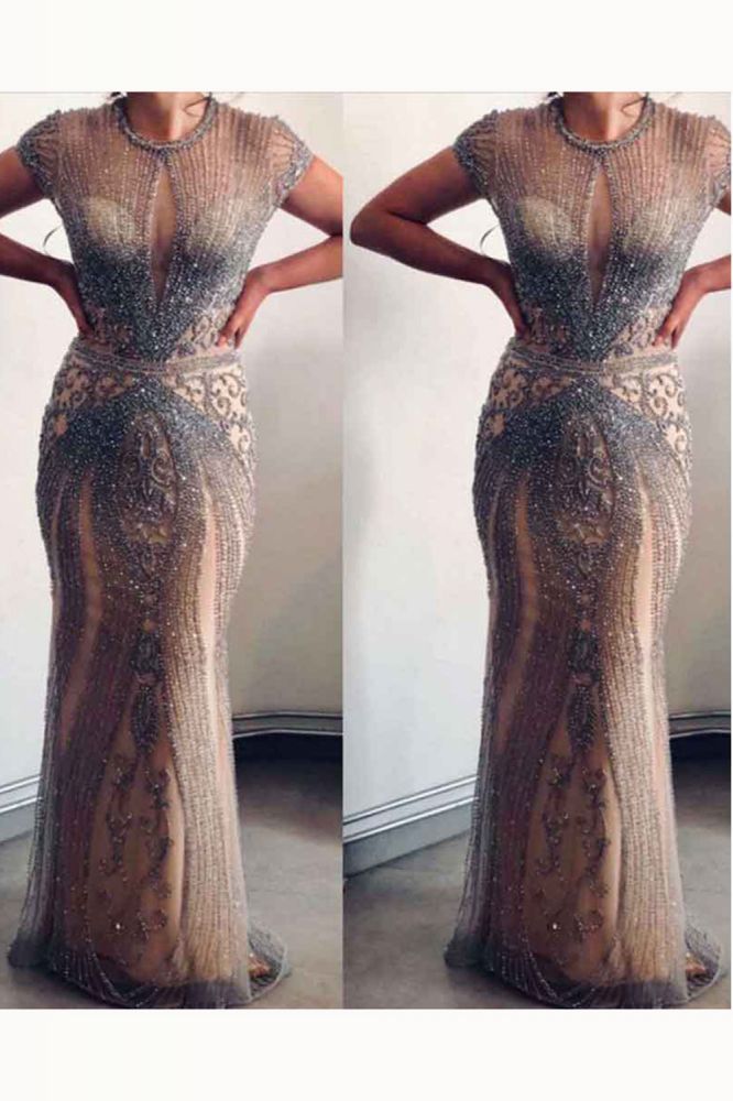 Luxury Mermaid Halter Rhinestones Prom Dress with Tassel | Sparkle Formal Evening Dresses