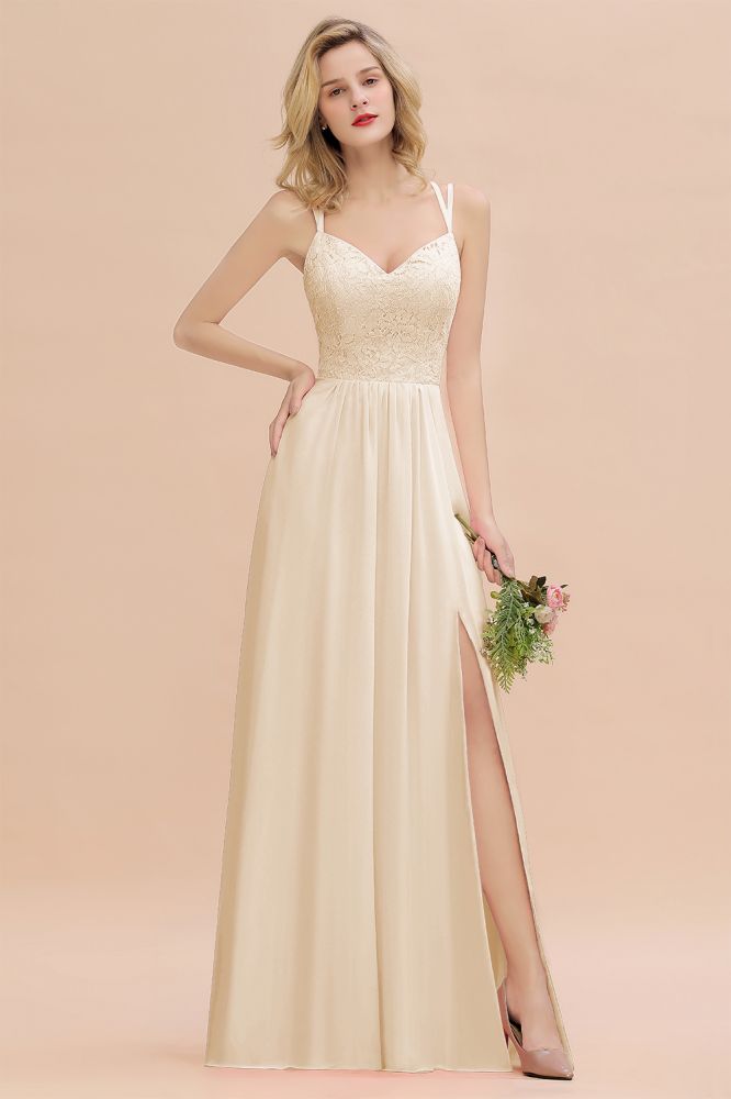 Sweetheart Aline Lace Party Dress Sleeveless Bridesmaid Dress with Side Slit