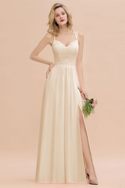 Sweetheart Aline Lace Party Dress Sleeveless Bridesmaid Dress with Side Slit