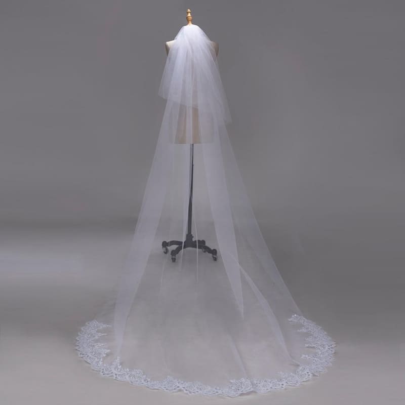 3M Lace Edge Chapel Wedding Veils Long with Comb| Babyonlinewholesale-Babyonlinewholesale