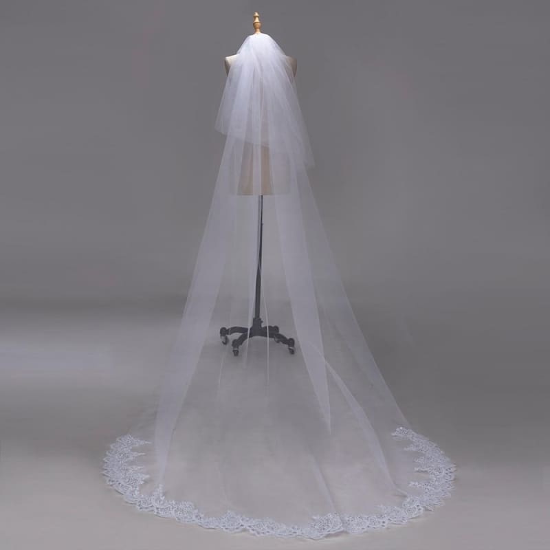 3M Lace Edge Chapel Wedding Veils Long with Comb| Babyonlinewholesale-Babyonlinewholesale