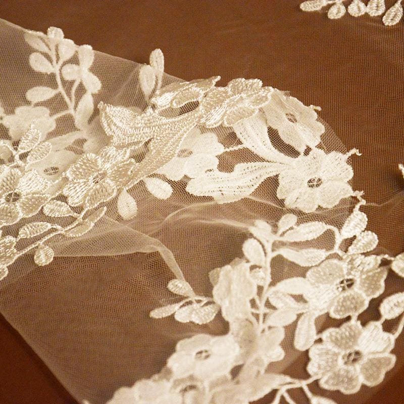 3M Two Layer Lace Edge Face Covered Wedding Veils | Babyonlinewholesale-Babyonlinewholesale