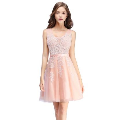 ADDILYNN | A-line Knee-length Tulle Prom Dress with Appliques