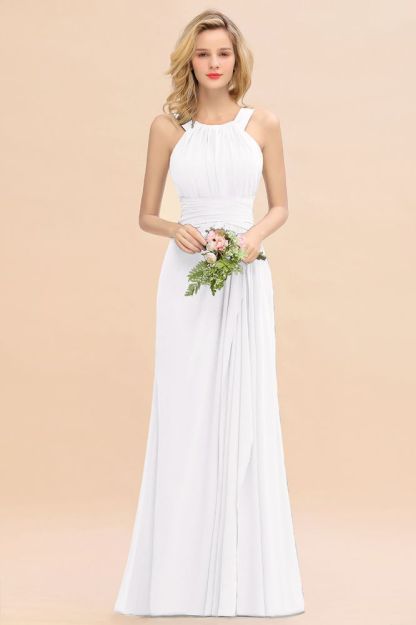 Halter Chiffon Mermaid Bridesmaid Dress Sleeveless Wedding Party Dress