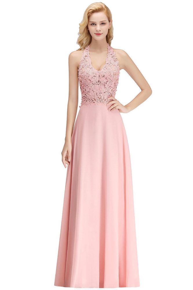 Sexy Halter Backless, Burgundy, Navy, Pink, Silver Sleeveless Princess Formal Dress