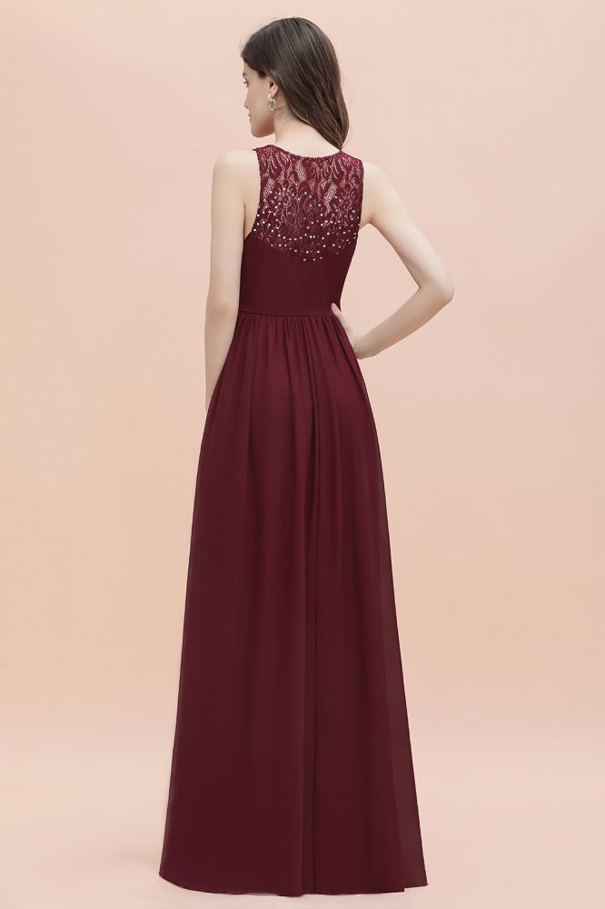V-Neck A-line Chiffon Evening Maxi Dress Sleeveless Bridesmaid Wedding Guest Dress
