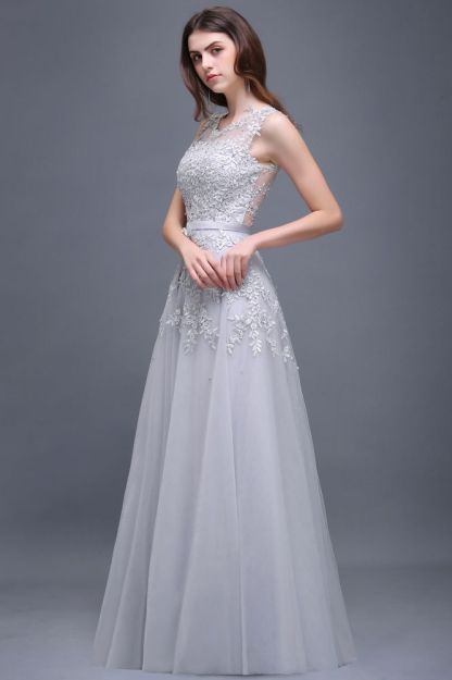 ADDILYN | A-line Floor-length Tulle Prom Dress with Appliques