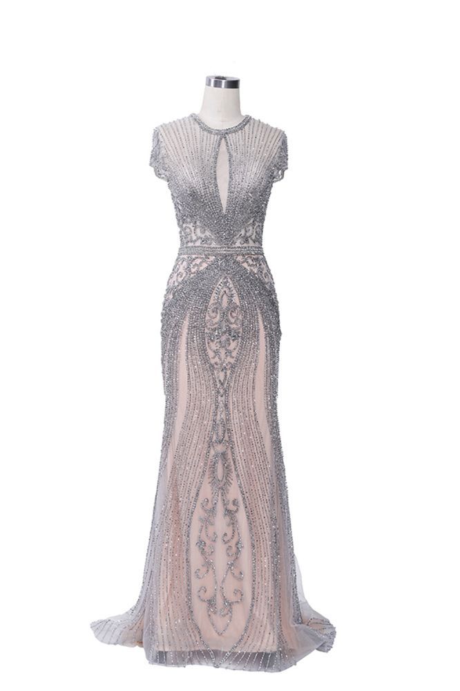 Luxury Mermaid Halter Rhinestones Prom Dress with Tassel | Sparkle Formal Evening Dresses