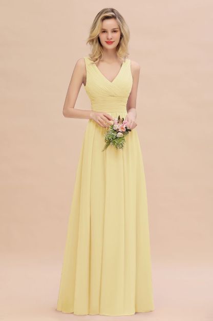 Elegant V-Neck Ruffles Bridesmaid Dress On Sale | Sexy Long Evening Dresses