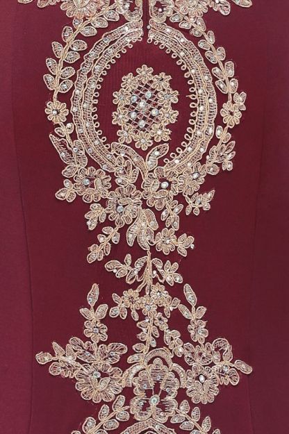 Simple Off-the-shoulder Burgundy Formal Dress with Lace Appliques