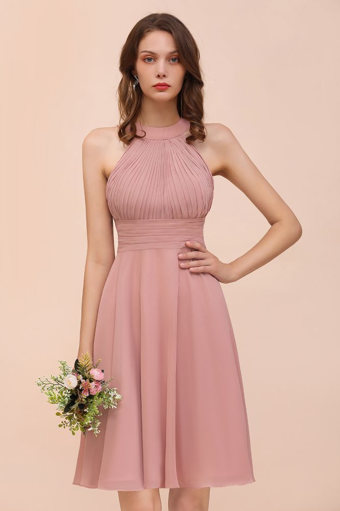 Halter Soft Chiffon Aline Short Bridesmaid Dress