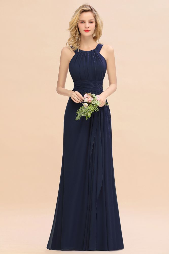 Halter Chiffon Mermaid Bridesmaid Dress Sleeveless Wedding Party Dress
