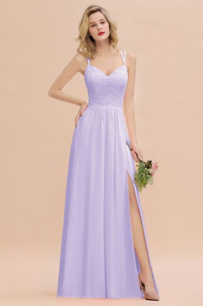 Sweetheart Aline Lace Party Dress Sleeveless Bridesmaid Dress with Side Slit