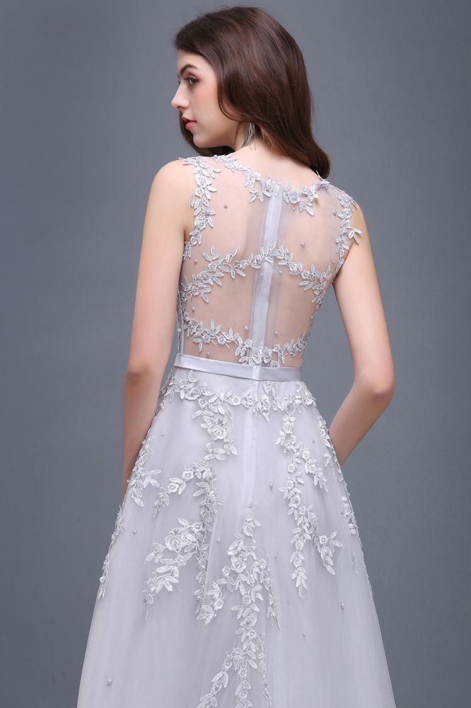 ADDILYN | A-line Floor-length Tulle Prom Dress with Appliques