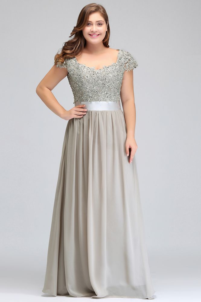 ADA | A-line V Neck Chiffon Bridesmaid Dress with Appliques