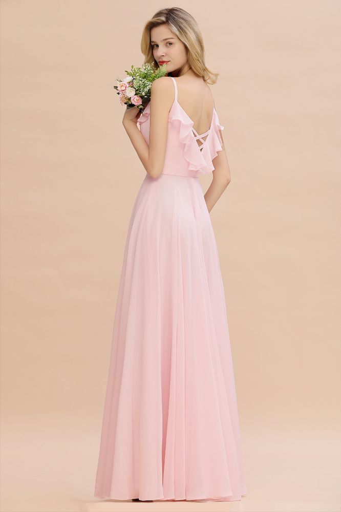 Cynthia | Stylish Straps V Neck Long Bridesmaid Dress Online