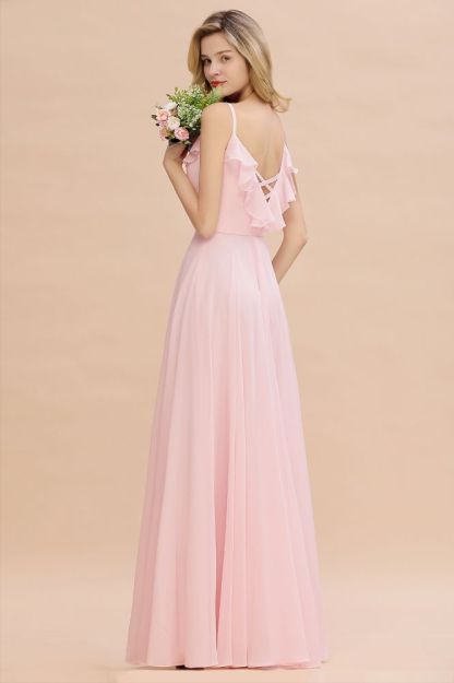 Cynthia | Stylish Straps V Neck Long Bridesmaid Dress Online
