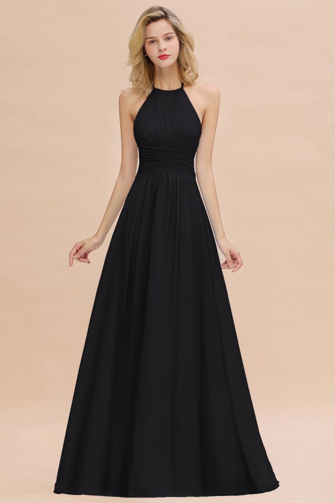 Stylish Sky Blue Halter Soft Chiffon Bridesmaid Dress Aline Evening Swing Dress