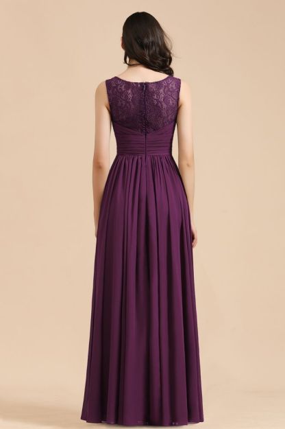 Elegant V-Neck Ruched Chiffon Bridesmaid Dress Sleeveless Long Evening Dress