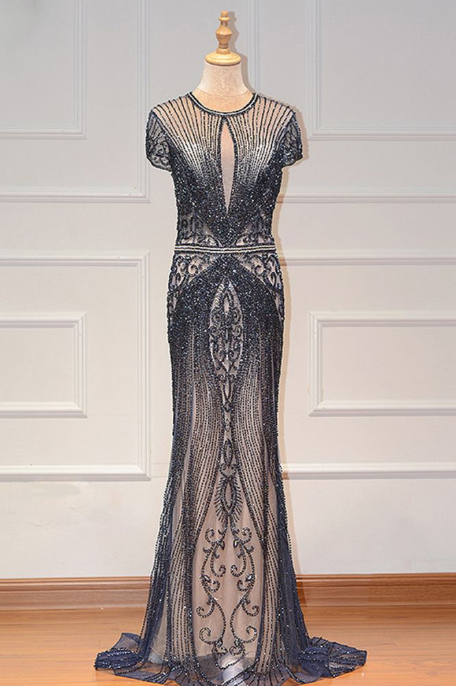 Luxury Mermaid Halter Rhinestones Prom Dress with Tassel | Sparkle Formal Evening Dresses