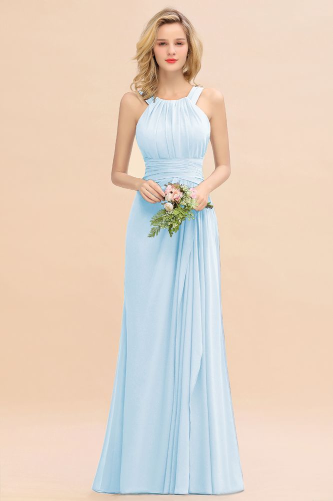 Halter Chiffon Mermaid Bridesmaid Dress Sleeveless Wedding Party Dress