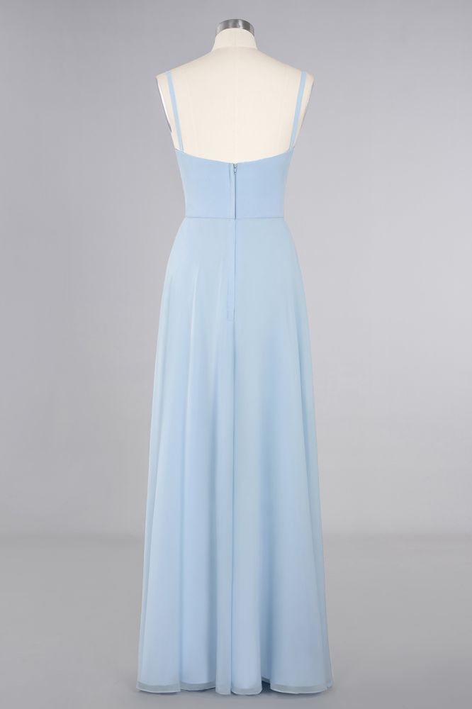 Simple Spaghetti Straps Chiffon Bridesmaid Dress Formal Dress with Side Slit