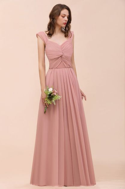Elegant Ruffle Chiffon Sleeveless Bridesmaid Dress Sweetheart Aline Wedding Guest Dress