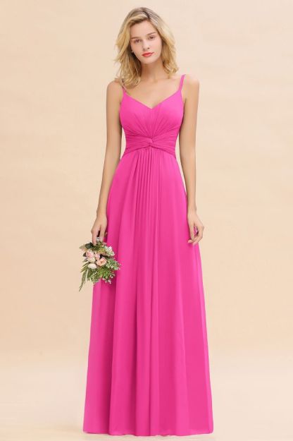 Elegant Ruffles Spaghetti Straps Simple Prom Dresses | A-Line Sleeveless Backless Evening Dresses