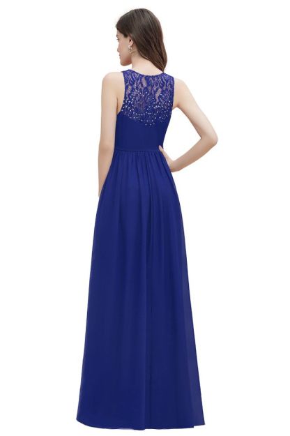 V-Neck A-line Chiffon Evening Maxi Dress Sleeveless Bridesmaid Wedding Guest Dress