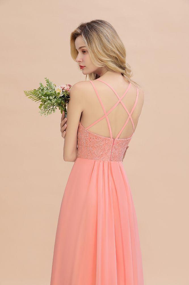 Sweetheart Aline Lace Party Dress Sleeveless Bridesmaid Dress with Side Slit