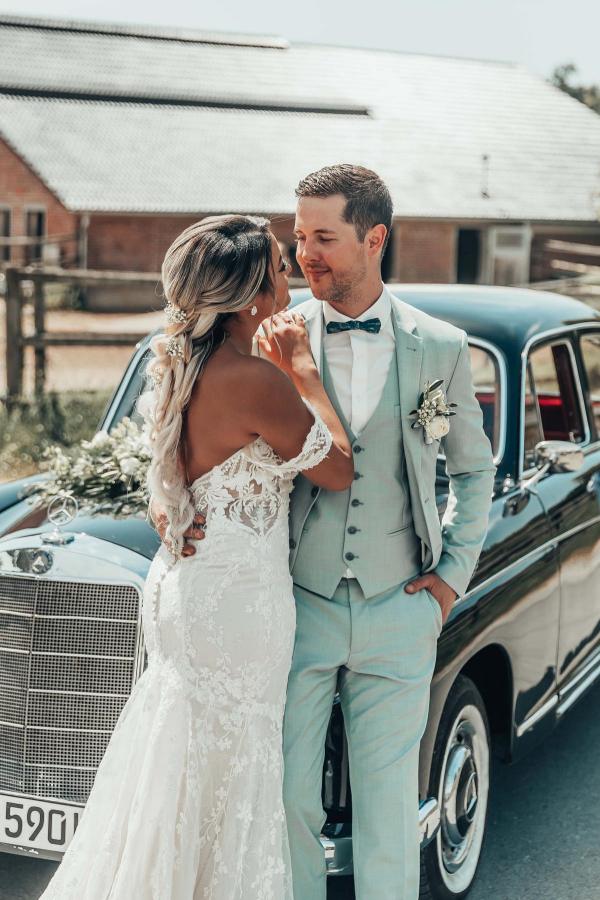 Beautiful White Mermaid Wedding Dress Off-the-Shoulder Bridal Gown
