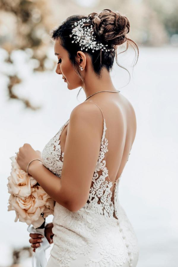 Straps White mermaid full figured wedding dress