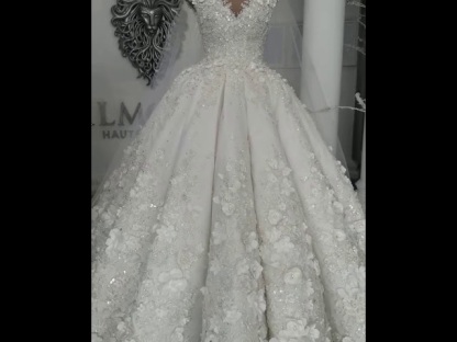 2021 Luxury Sleeveless Crystal Wedding Dresses | Sheer Tulle Flowers Bridal Gowns with Beading BC0708