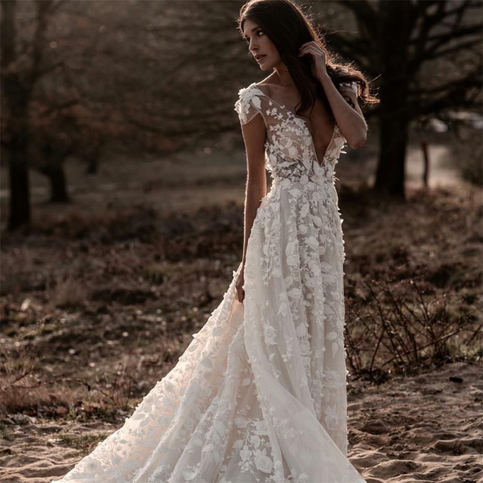 strapless open back dress Ivory Faille Gown with Glass Petal Embroidered Bodice
