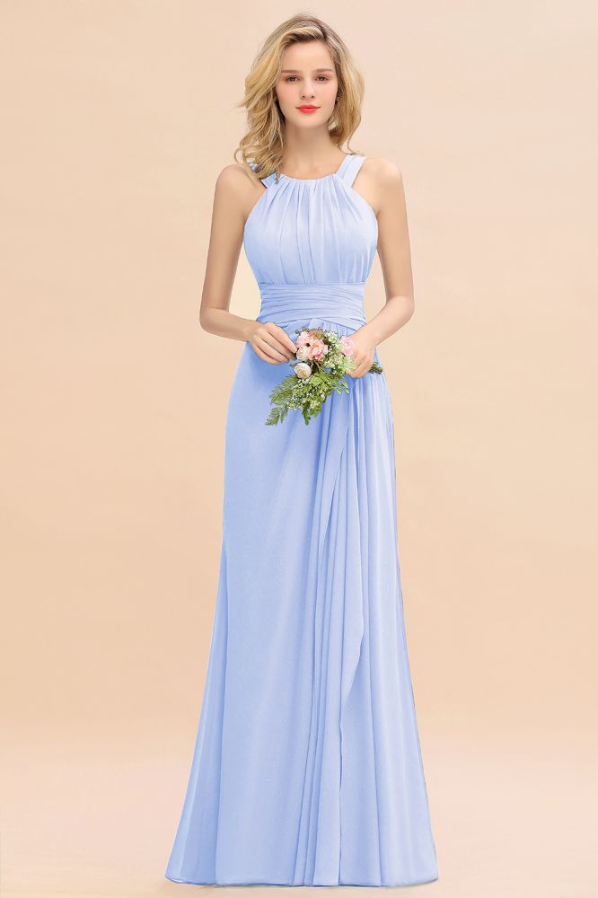 Halter Chiffon Mermaid Bridesmaid Dress Sleeveless Wedding Party Dress