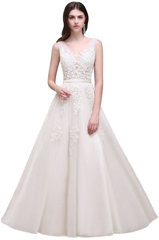 ADDYSON | A-line Floor-length Tulle Bridesmaid Dress with Appliques