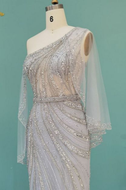 Luxury Mermaid One Shoulder Evening Dresses Dubai Long Formal Dress for Wedding Party