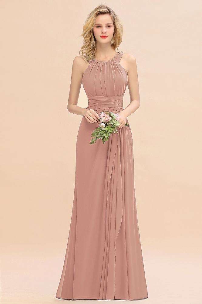 Halter Chiffon Mermaid Bridesmaid Dress Sleeveless Wedding Party Dress