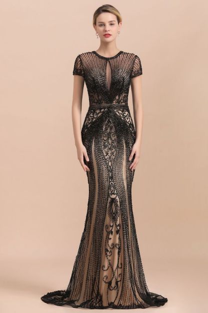 Luxury Black all-covered beaded Mermaid Prom Dress