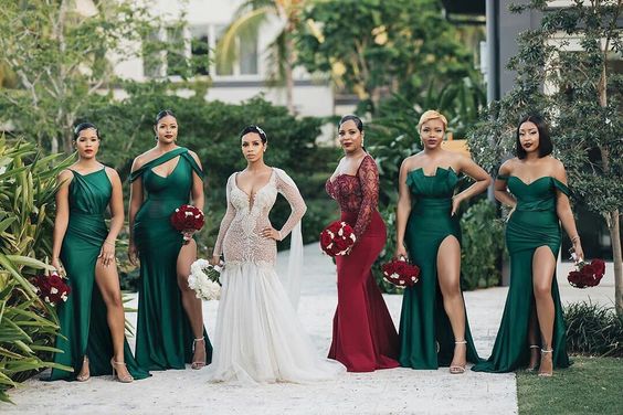 red and green bridesmaid dresses BMD10 - Gold and Red Bridesmaid Dresses