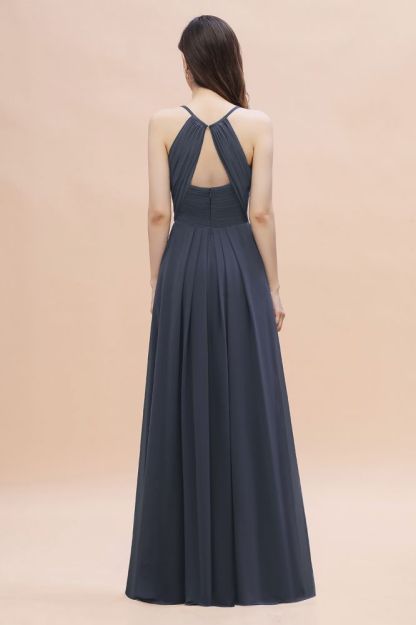 Spaghetti Straps V-Neck Bridesmaid Dress Aline Evening Dress