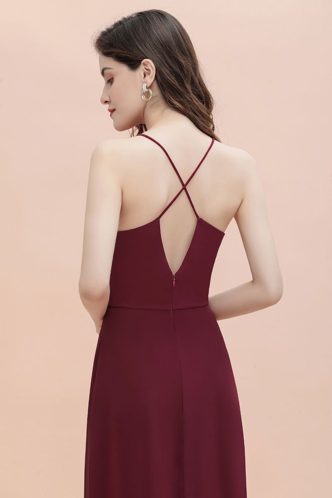 Straps Bateau A-line Sequins Evening Maxi Dress Elegant Chiffon Prom Dress