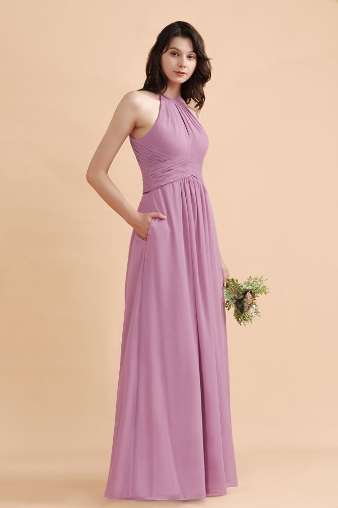Halter Chiffon Aline Garden Wedding Party Dress Evening Swing Dress