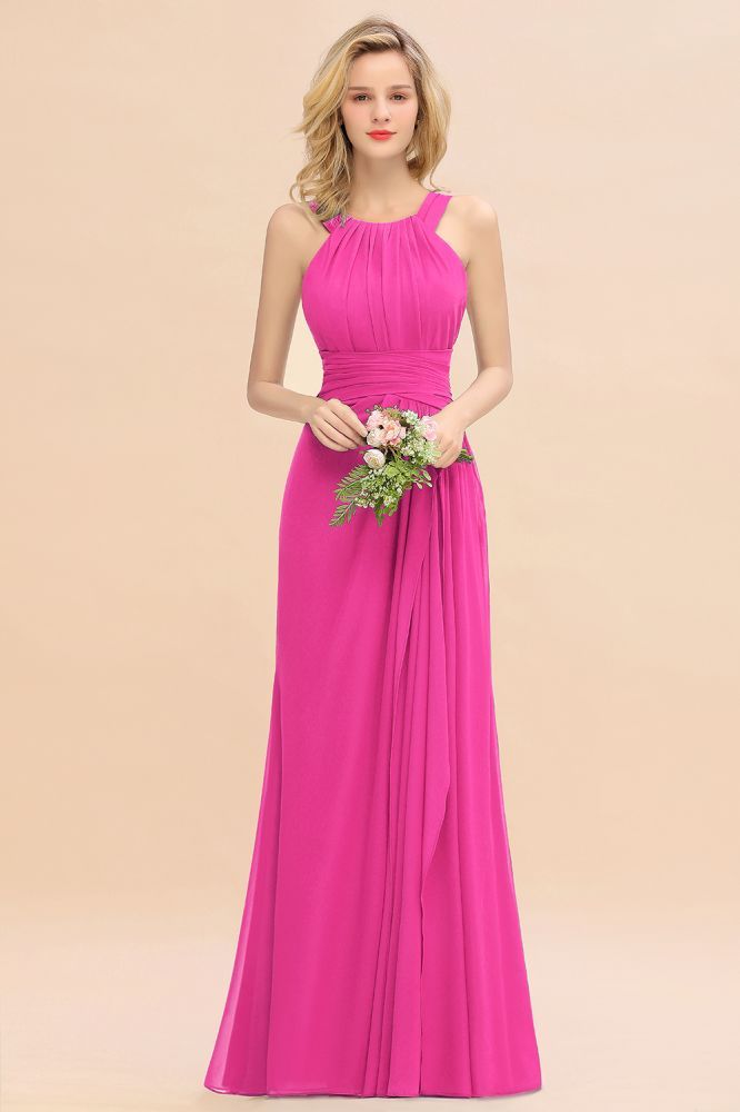 Halter Chiffon Mermaid Bridesmaid Dress Sleeveless Wedding Party Dress